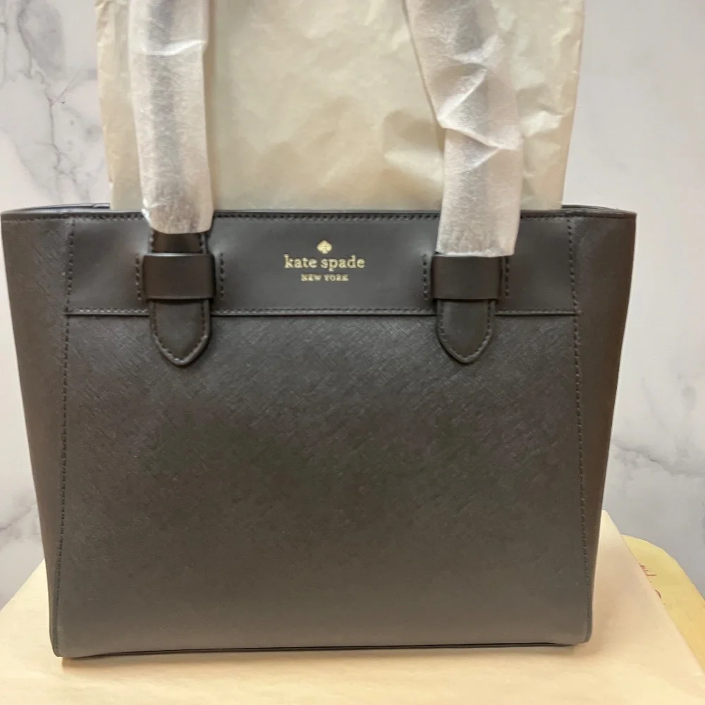 Kate Spade NY Black Melanie Satchel Jacquard Lining Zipper Closure NWT Original - Picture 2 of 9